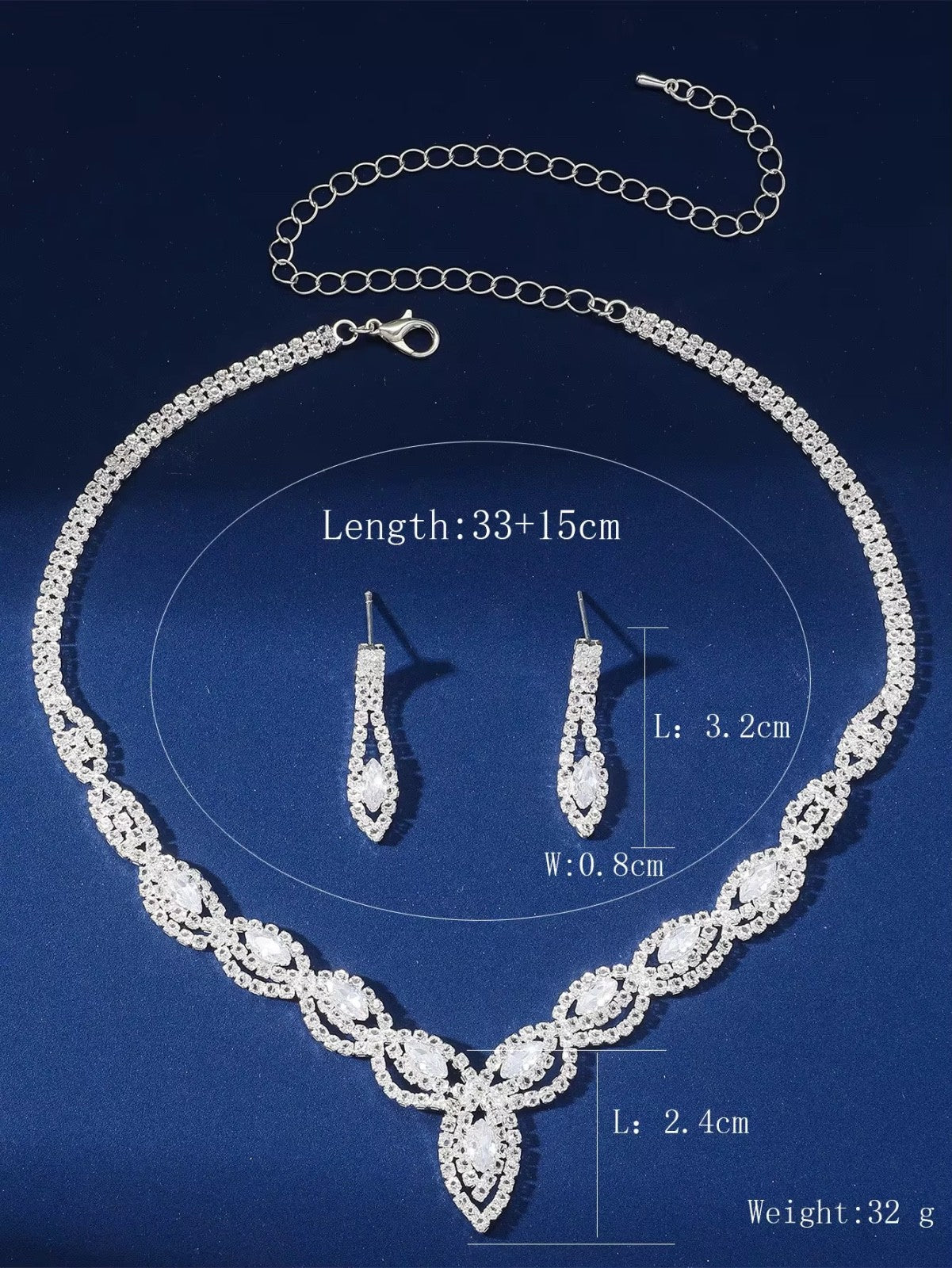 Fashionable Exaggerated Temperament Claw Chain Zircon Earrings Necklace Jewelry