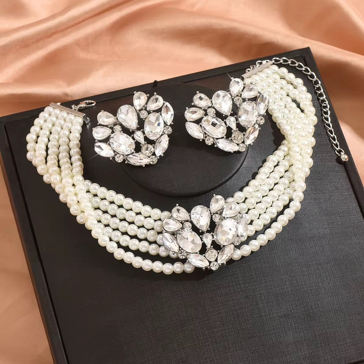 3pcs/set Women's Elegant Multi-Layer Bead Love Jewelry Set