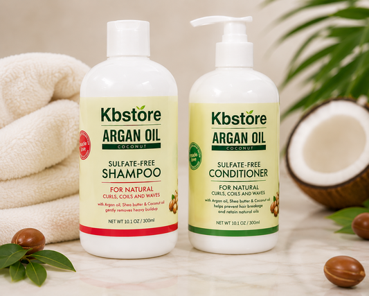 KBstore Argan Oil Shampoo & Conditioner Bundle for Curls Coils & Waves 300ml