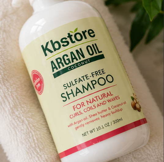 KBstore Argan Oil Coconut Sulfate-Free Shampoo for Curls Coils & Waves 300ml